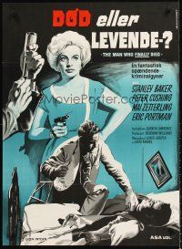 4r451 MAN WHO FINALLY DIED Danish '62 cool Wenzel artwork of Mai Zetterling w/gun!