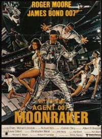 4r457 MOONRAKER Danish '79 art of Roger Moore as James Bond & sexy space babes by Goozee!