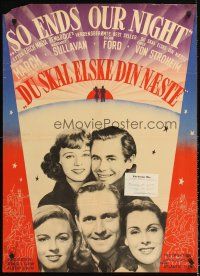 4r480 SO ENDS OUR NIGHT Danish '48 Fredric March, Margaret Sullavan, Frances Dee, different