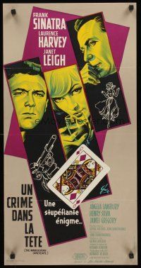 4r653 MANCHURIAN CANDIDATE French '62 Frankenheimer, art of Frank Sinatra & Janet Leigh!