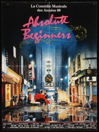 4r658 ABSOLUTE BEGINNERS French 23x32 '86 David Bowie stars, cool image of city streets!