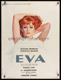 4r676 EVA French 23x32 '62 Joseph Losey, art of sexy Jeanne Moreau in bed by Fourastie!