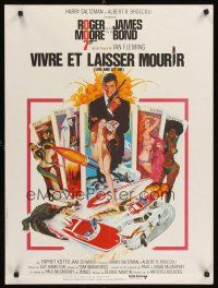 4r701 LIVE & LET DIE French 23x32 '73 art of Roger Moore as James Bond by Robert McGinnis!