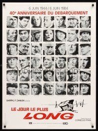 4r703 LONGEST DAY French 23x32 R84 Zanuck's World War II D-Day movie with 42 international stars!