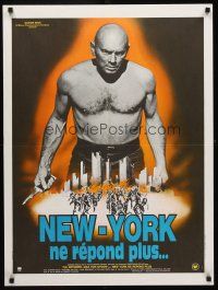 4r726 ULTIMATE WARRIOR French 23x32 '76 bald & barechested Yul Brynner, a film of the future!