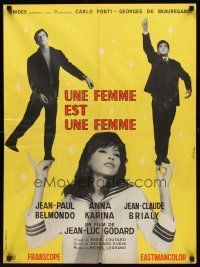 4r732 WOMAN IS A WOMAN French 23x32 '61 Jean-Luc Godard's Une femme est une femme,Belmondo, Karina