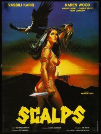 4r787 SCALPS French 15x21 '87 sexiest spaghetti western art of near-naked Native American girl!