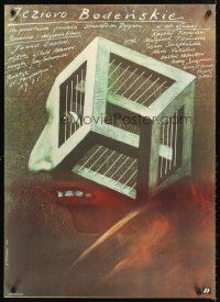 4r088 BODENSEE Polish 27x38 '85 great Andrzej Pagowski art of man with prison M.C. Escher-head!