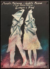 4r101 GINGER & FRED Polish 27x38 '87 Federico Fellini, Mastroianni, Masina, different Pagowski art!