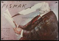 4r126 PISMAK Polish 27x38 '84 creepy Andrzej Pagowski art of man w/fountain pen head!