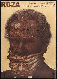 4r130 RDZA Polish 27x38 '81 Zygmunt Hubner, bizarre Pagowski art of man w/face mask!