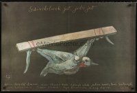 4r150 WHEREVER YOU ARE Polish 27x38 '88 art of flying bird tied to wood by Stasys Eidrigevicius!