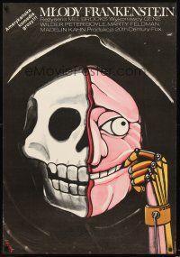 4r153 YOUNG FRANKENSTEIN Polish 27x38 '79 Mel Brooks, wild Jerzy Flisak art of skull man!