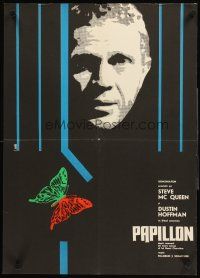 4r005 PAPILLON Romanian '73 great different art of prisoner Steve McQueen & butterfly!