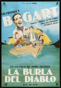 4r232 BEAT THE DEVIL Spanish R80s art of Humphrey Bogart with men on wacky boat!