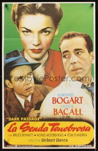 4r239 DARK PASSAGE Spanish R90s great close up of Humphrey Bogart & sexy Lauren Bacall!