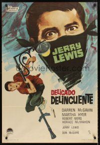 4r241 DELICATE DELINQUENT Spanish '66 wacky teen-age terror Jerry Lewis hanging from light post!