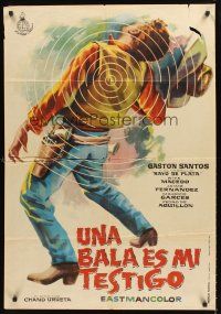 4r290 UNA BALA ES MI TESTIGO Spanish '61 Chano Urueta, action art of wounded cowboy!