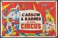 4s218 CARSON AND BARNES 5 RING CIRCUS circus poster '50s art of clowns, tiger & elephant!