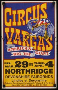 4s219 CIRCUS VARGAS circus poster '80s America's big top giant, art of elephant!