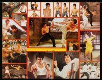4s659 GAME OF DEATH commercial poster '78 many images of Bruce Lee in kung fu action!