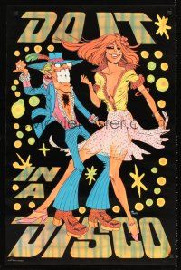 4s603 DO IT IN A DISCO commercial poster '70s fuzzy blacklight poster, great art by Nate Owens!