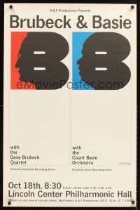 4s145 BRUBECK & BASIE concert poster '70s Milton Glazer silhouette art of musicians!