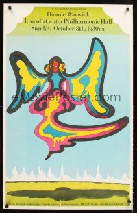 4s147 DIONNE WARWICK LINCOLN CENTER concert poster '70s cool Glaser art of Warwick as butterfly!