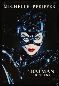 4s714 BATMAN RETURNS mini poster '92 Michael Keaton, sexy Michelle Pfeiffer as Catwoman!