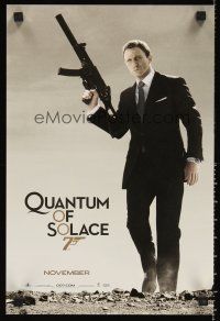4s742 QUANTUM OF SOLACE teaser mini poster '08 Daniel Craig as James Bond with machine gun!