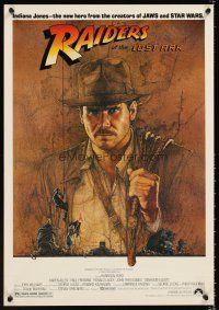4s743 RAIDERS OF THE LOST ARK mini poster '81 art of adventurer Harrison Ford by Richard Amsel!