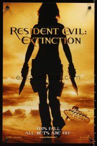 4s744 RESIDENT EVIL: EXTINCTION teaser mini poster '07 silhouette of zombie killer Milla Jovovich!