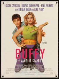 4s380 BUFFY THE VAMPIRE SLAYER video special 18x24 '92 great image of Kristy Swanson & Luke Perry!