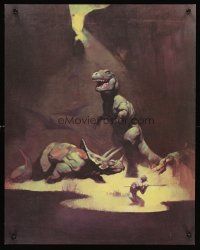 4s071 FRANK FRAZETTA art print '78 fantasy art of man fighting Tyrannosaurus Rex!