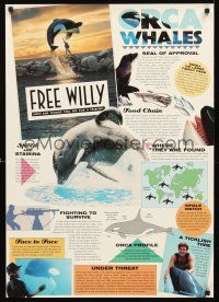 4s431 FREE WILLY special 24x33 '93 Jason James Richter, Lori Petty, killer whale facts!