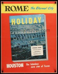 4s245 HOLIDAY APRIL 1952 special poster 22x28 '52 cool image of coliseum in Rome!