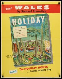 4s251 HOLIDAY MAY 1951 special poster 22x28 '51 Cleveland, Wales, Vassar, art of vacationers!