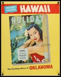 4s252 HOLIDAY MAY 1953 special poster 22x28 '53 cool image of sexy Hawaiian!