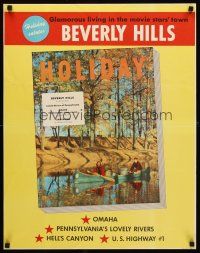 4s255 HOLIDAY OCTOBER 1952 special poster 22x28 '52 great image of old-time canoe!