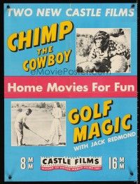 4s448 HOME MOVIES FOR FUN special 18x24 '40s chimp dressed as a cowboy & golfing tips!