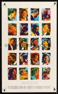 4s186 IN CELEBRATION OF AFRICAN-AMERICAN MUSIC special 22x36 '92 art of musicians by Paul Rogers!