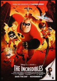 4s453 INCREDIBLES 2-sided special 19x27 '04 Disney/Pixar animated sci-fi superhero family!