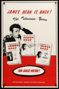 4s460 JAMES DEAN IS BACK: THE TELEVISION YEARS video special 24x36 '80s cool image of Dean!