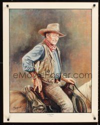 4s463 JOHN WAYNE LOOKING BACK signed & numbered 261/1850 special 25x31 '86 by artist T. L. Thompson!