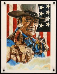 4s462 JOHN WAYNE signed & numbered 66/3000 special 18x24 '87 by artist Greg Pruitt!