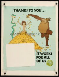 4s464 JUNGLE BOOK special 20x26 '67 Disney, great image of Mowgli & friends, United Way drive!
