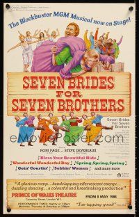 4s015 SEVEN BRIDES FOR SEVEN BROTHERS stage play English special 13x20 '86 based off the film!