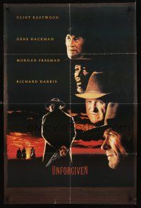 4s579 UNFORGIVEN 2-sided special 24x36 '92 gunslinger Clint Eastwood, sexy Sharon Stone!