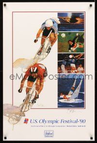 4s338 U.S. OLYMPIC FESTIVAL - '90 signed special 21x32 '90 by artist Bart Forbes, bicycling!