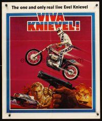 4s581 VIVA KNIEVEL special 27x31 '77 best art of the greatest daredevil jumping his motorcycle!